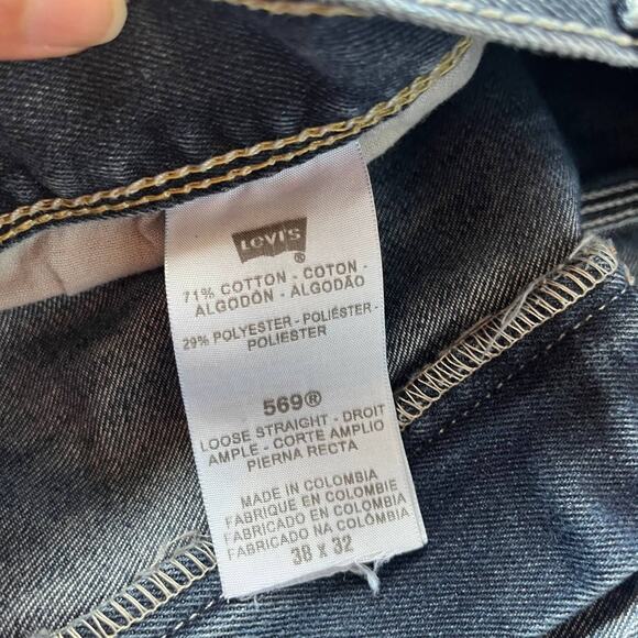 Levi's 569 Y2K Loose Straight Mens Jeans 38x32 Skater Baggy Grunge Snap Pockets - Picture 10 of 13